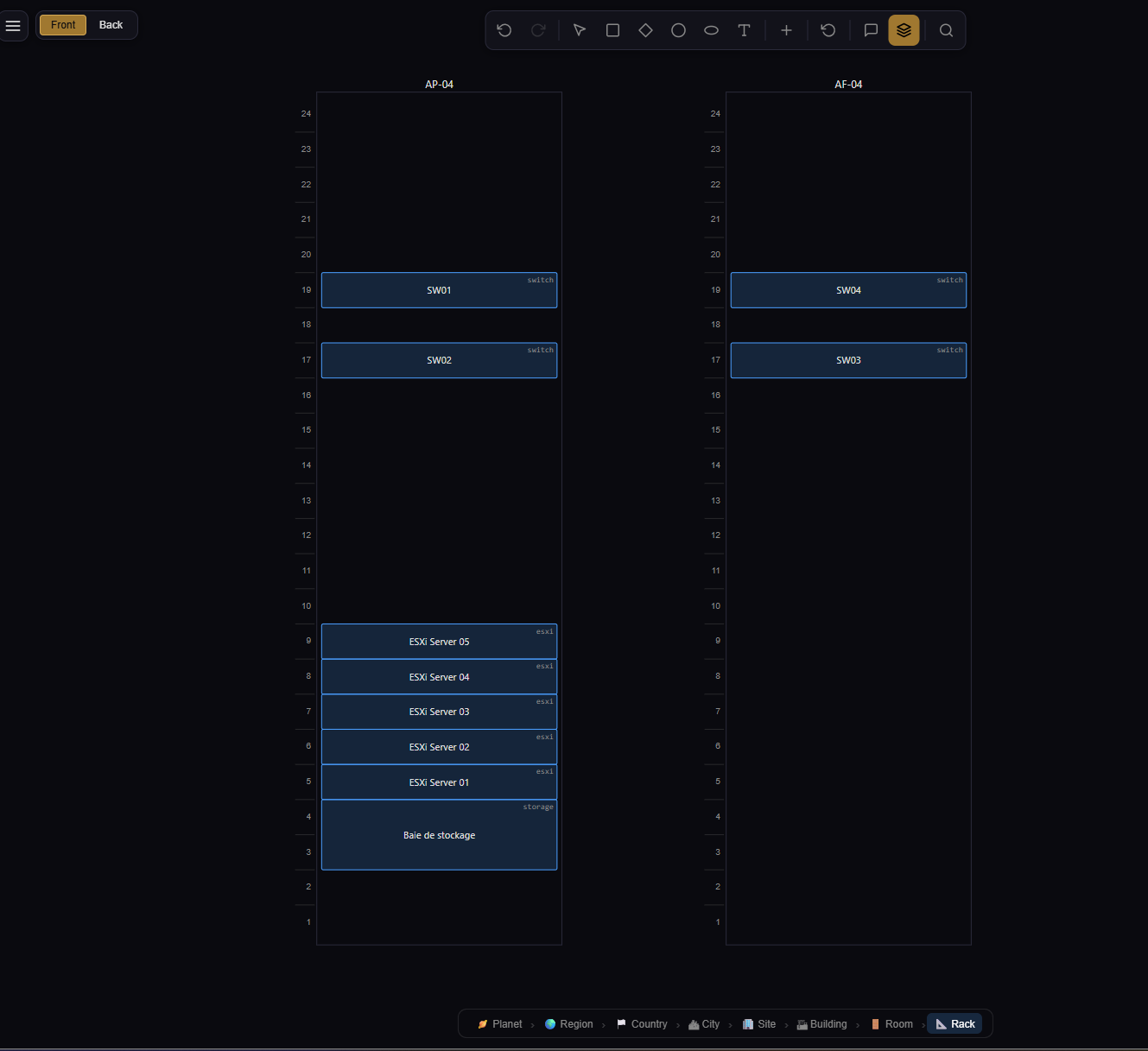 Vue rack face avant
